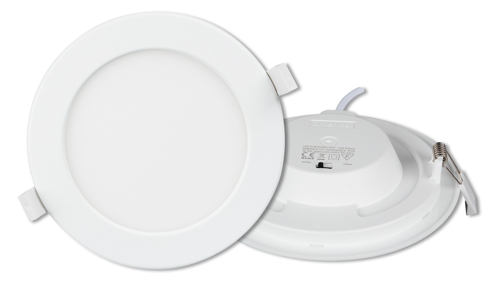 HEITRONIC - LED Einbaudownlight LE MANS kreisförmig 12 Watt 170x32 mm 3000/4000/6000 Kelvin IP44 dimmbar