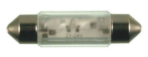 S+H LED Soffittenlampe 11x43mm mit 6 LED-Chip 24-28 Volt DC Einweggleichrichter blau