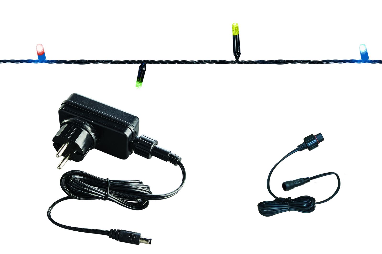 Heitronic SET LED Lichterkette 5 Mtr rot grün blau gelb Outdoor 12 Volt AC mit Heiconnect Stecksystem 
