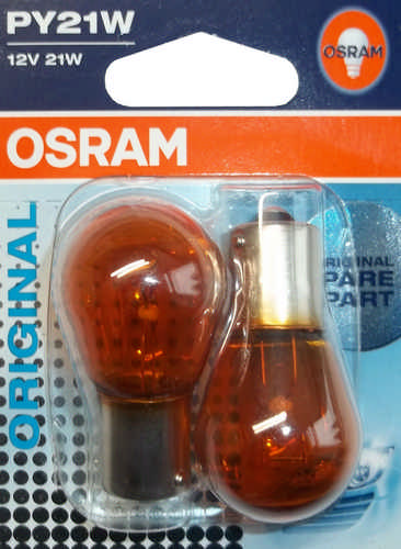 Osram 2 Stueck PY21 Watt 21 W 12 Volt BAU15s 7507-02B